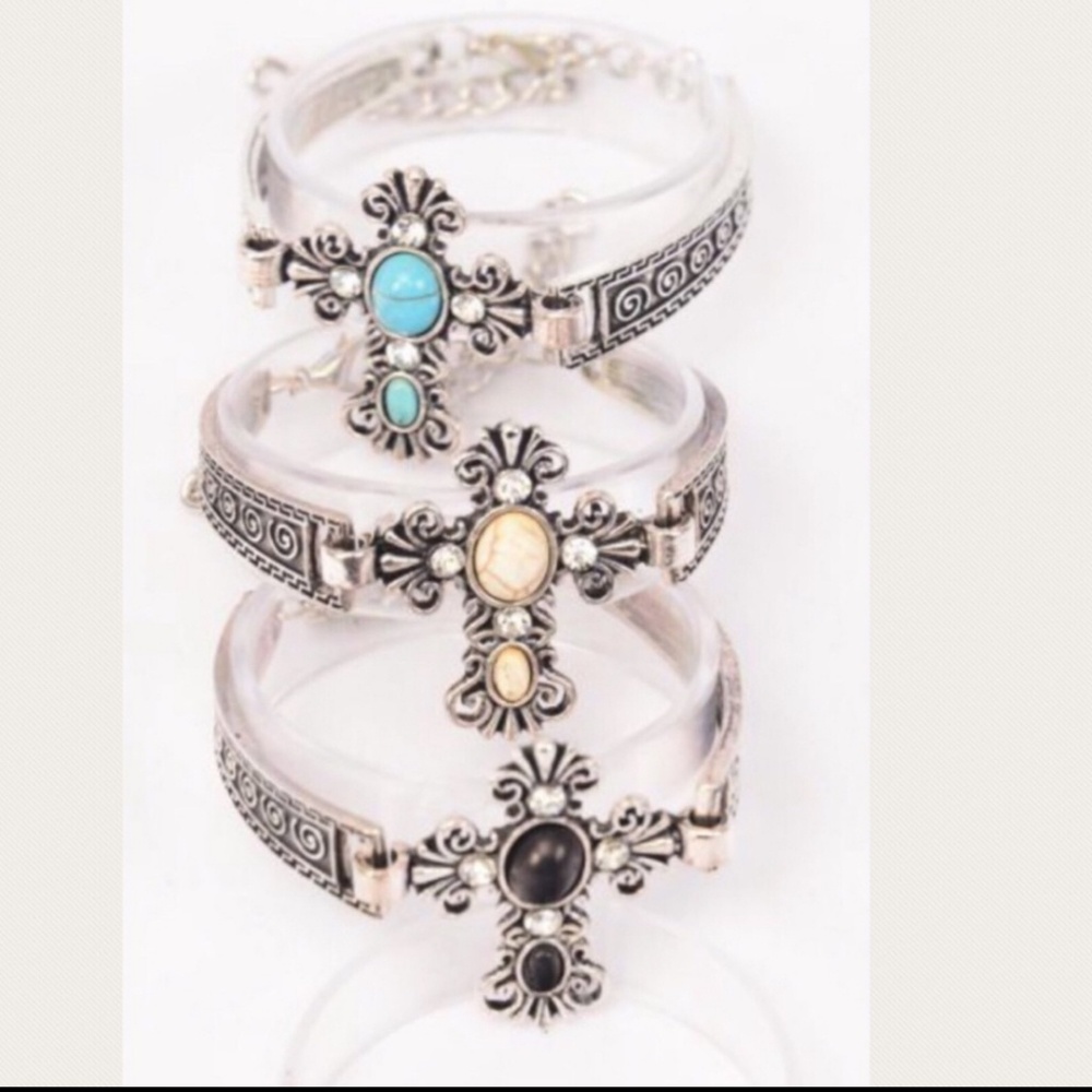 Cross Semiprecious Stone Bracelet